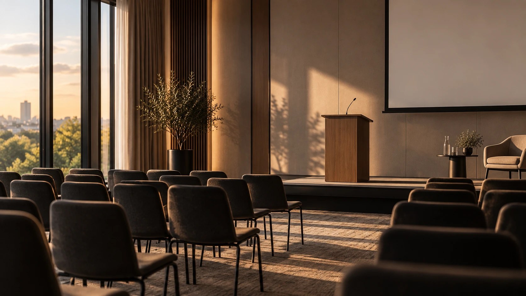 Seleeta speaking to a room from the front, presenting to an audience